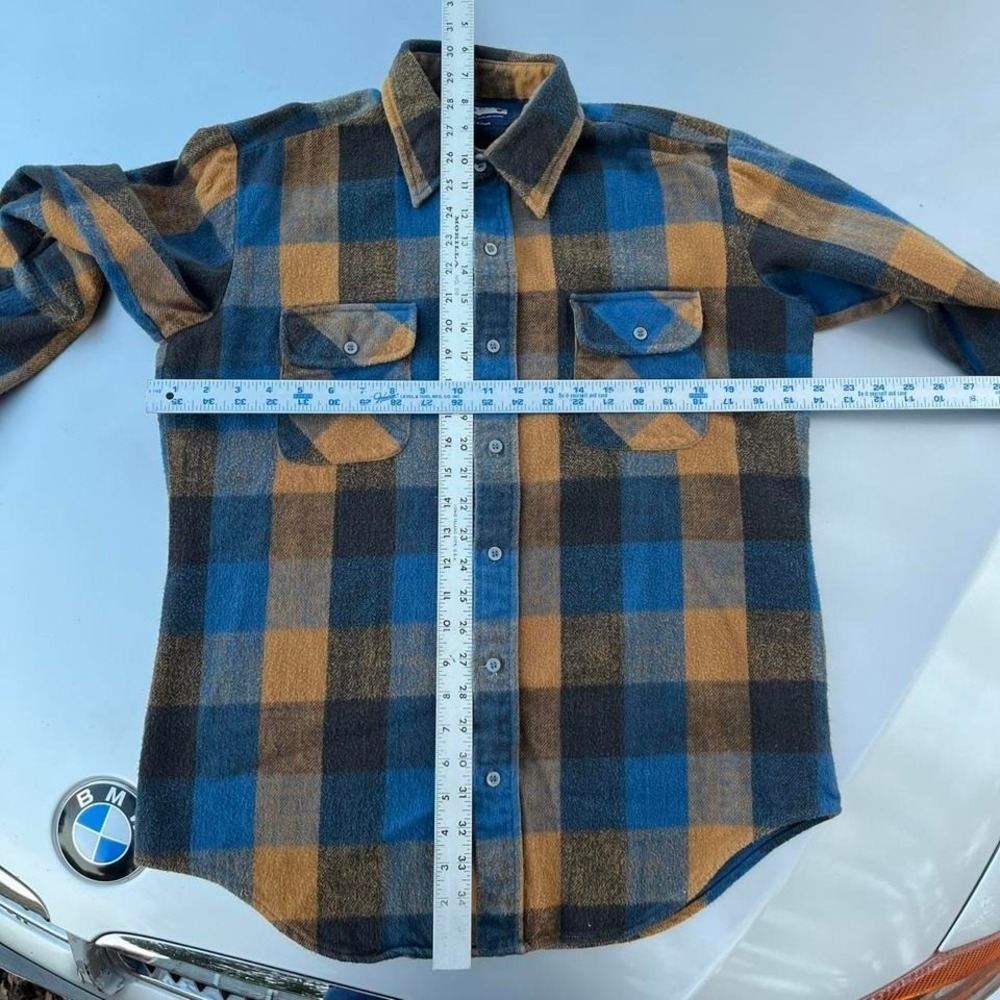 Vintage 90s Heavy VIP Blue and yellow flannel shirt - Picture 6 of 6